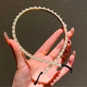 Elegant Pearl and Floral Headband 5 Pcs set - White Accessories | Elegant Pearl And Floral Headband 5 Pcs Set  main image 2